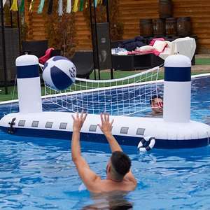 Inflable agua doble bádminton meta playa piscina voleibol red conjunto cohete barco para piscina - Product Image 1