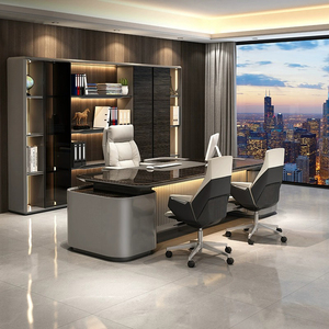 Scrivania Direzionale Moderna a L, Tavolo di Lusso in Legno per CEO con Ampio Mobile Laterale per Progetti Commerciali - Product Image 5