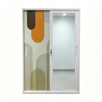 Lemari Pakaian Baja Rumah Kamar Tidur Besi 2 Pintu Lemari Baja Motif Cetak Pintu Geser Lemari Logam