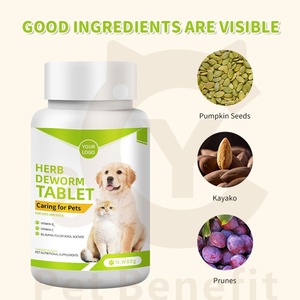 Comprimés naturels vermifuges pour animaux de compagnie OEM/ODM à base de graines de citrouille, de fruits de Chinaberry, d'extrait de prune et de vitamines B/C/E - Product Image 2