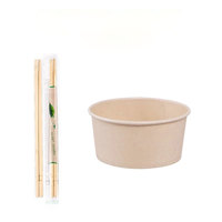 Boîte d'emballage pour la restauration rapide à emporter avec logo personnalisé, conteneur jetable biodégradable, bol en papier kraft pour salade, soupe chaude avec couvercle