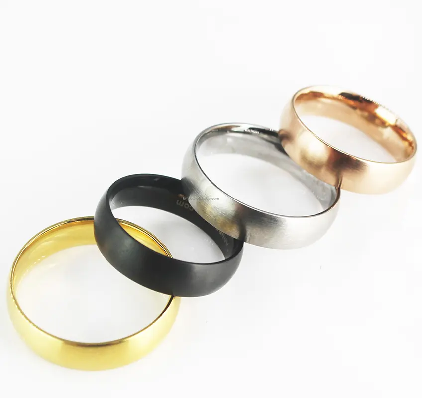 BMZ 2022 New 6mm width*2mm stainless plain gold ring design logo free matte fashion unisex ring