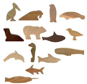 Estante de Madera Natural para Manualidades con Animales Salvajes, Decoración de 12 Animales Salvajes - Product Image 3