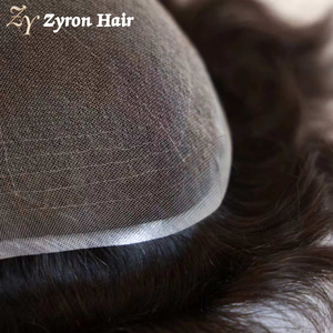 Parrucchino da <span class=keywords><strong>uomo</strong></span> monopezzo senza pieghe, invisibile, in pizzo svizzero, con capelli umani indiani, per acconciature - Product Image 6