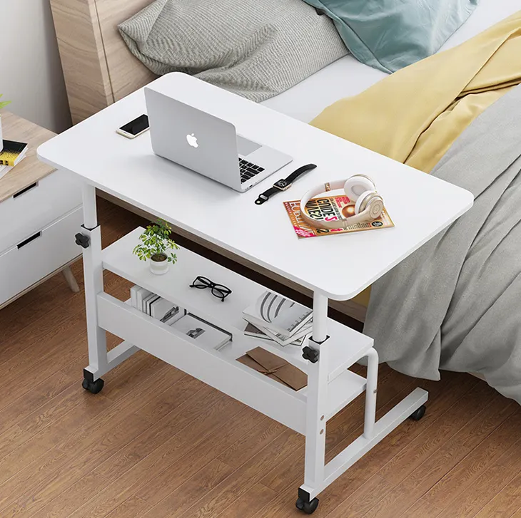 Meja berdiri manual kustom minimalis, buku meja kelas guru tinggi dapat diatur meja penyimpanan kayu dengan roda untuk belajar