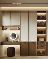 Armoire en bois et aluminium au design moderne personnalisé pour la chambre à coucher, rangement de placard, meubles pour toute la maison et coiffeuse - Style panneau
