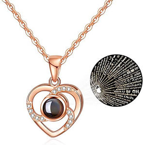 Collar con colgante de corazón con la frase '<span class=keywords><strong>Te</strong></span> amo' <span class=keywords><strong>en</strong></span> 100 <span class=keywords><strong>idiomas</strong></span>, <span class=keywords><strong>en</strong></span> caja de regalo de joyería, rosa preservada, regalo de Año Nuevo, Día de la Madre 2026 - Product Image 2