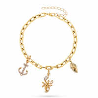 Bracelet à breloques plaqué or personnalisé EDGE avec pendentifs ancre, coquille de homard et cristaux, style océan, bijoux pour femme, cadeau