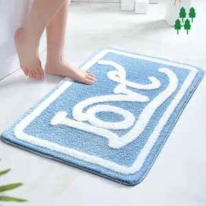 High quality Love Letters Printed Tufted Soft Microfiber Shower Bathmats Absorbent Funny Easy to Clean Bathroom Rugs