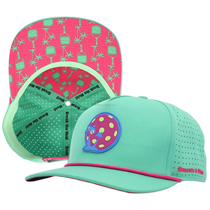 Green <b>Waterproof</b> Laser Cut Hole Sports Running Cap Custom Embroidery Logo Rubber Patch Mens Rope Polyester Performance <b>Hat</b> - Product Image 1