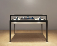 Luxuriöses Schmuckgeschäft-Innendesign Umweltfreundliche Glas-Vitrine Ausstellungsschrank LED-Beleuchtung Schwebendes Regal für Schmuck