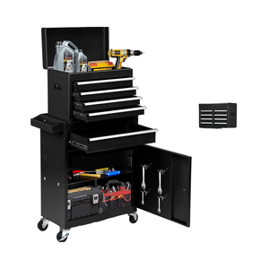 <span class=keywords><strong>Caja</strong></span> de <span class=keywords><strong>Herramientas</strong></span> Metálica <span class=keywords><strong>con</strong></span> <span class=keywords><strong>Ruedas</strong></span> y 5 Cajones, 2 en 1, <span class=keywords><strong>con</strong></span> Cerradura, Cajones Deslizantes, Parte Superior Desmontable, 41x21x11 Pulgadas, para Taller - Product Image 1