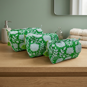 Tropical Green Dot Quilted Cotton Fabric for <b>Bag</b> Set-Eco-Friendly Bridal Gift Cosmetic Organizer - Product Image 3
