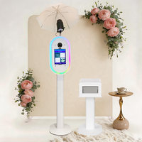 Photomaton portable haut de gamme pour iPad avec boîtier de transport, lumières LED RGB à changement de couleur, machine de photomaton pour mariages et fêtes