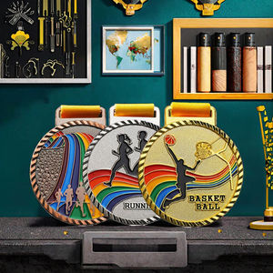 Médailles de sport avec logo en relief 3D émises en usine artisanat en métal plaqué or pour le basket-ball, la <span class=keywords><strong>boxe</strong></span>, le tennis de table, la course à pied - Product Image 3