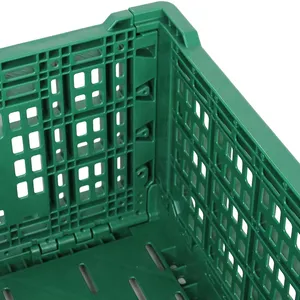 Cassa di immagazzinaggio di plastica dura pieghevole del supermercato cassa pieghevole dei contenitori del cestino di trasporto della verdura della frutta - Product Image 5
