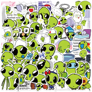 52PCS Funny saying cartoon UFO green Aliens sticker