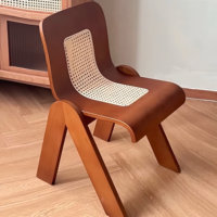 Chaise de salle à manger mobile en bois massif, style Wabi-sabi, design vintage, chaise C rétro en rotin tressé, inspiration française, luxe léger