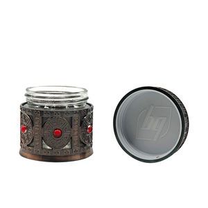 Frasco de Metal de aleación para cosméticos, frasco de vidrio con gemas, de bronce, 25ml, 50ml, 100ml - Product Image 3