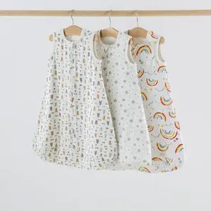 100% Cotton Baby Sleep Sack 2-Way Zipper Newborn/Infant Swaddle Transition Sleeping Bag OEM Custom 1.0 TOG Wearable Blanket