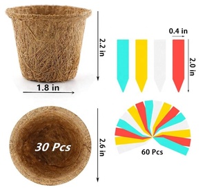 Pots de plantes de démarrage de graines de coco Pots de pépinière biodégradables Pots de <span class=keywords><strong>semis</strong></span> Kits de plateaux de germination 60 pièces étiquettes <span class=keywords><strong>semis</strong></span> de graines - Product Image 3