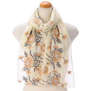 Bufanda bordada con diseño de flores, moderna y ligera, para mujer. - Product Image 3