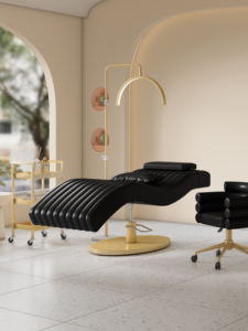 Luxury Pink Leather Beauty Salon Furniture Adjustable Height Lash Spa Bed Modern Gold Base Facial Beauty Bed for Sale - Product Image 5