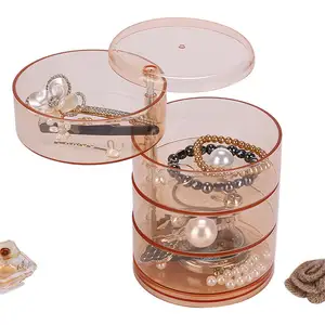 Earring Necklace Organizing Box 5 Layers Round Rotating pink Jewelry Storage Box Promotional Gifts Jewelry Organizer Case