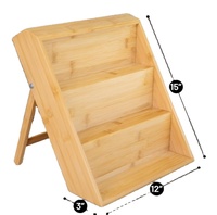 Étagère à épices multifonctionnelle pliable en bambou moderne à 3 niveaux avec design antidérapant pour comptoirs, armoires et tiroirs
