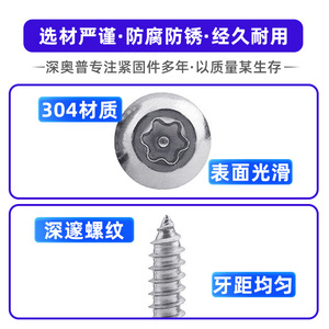 Tornillo Autorroscante Torx de Cabeza Redonda de Acero Inoxidable 304, Profundo y Resistente, Grado A, para la Industria de la Construcción, ST2.9 ST6.3 - Product Image 4