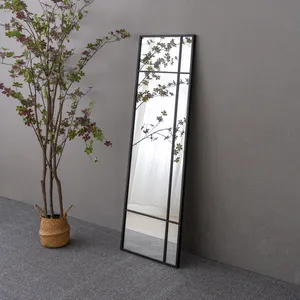 New Original Custom Modern Black Metal Framed Grid Wall Looking Glass Living Room Decoration Mirror