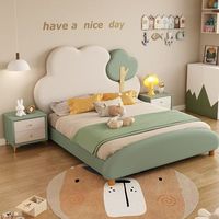 Lits pour enfants en bois massif et cuir avec un design mignon en forme d'animal pour les chambres des filles et des garçons, lit en forme d'arbre