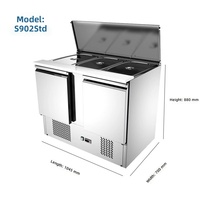 Comptoir Réfrigéré Commercial Intégré en Acier Inoxydable à Refroidissement par Air, 3 Portes, pour Salades, Fruits et Légumes, avec Fonction de Conservation de la Fraîcheur