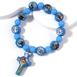 Pulseras con Cruz de Jesús en Azul y Rosa <span class=keywords><strong>KOMI</strong></span> para Mujeres y Hombres, Pulseras de Rosario con Cuentas de Colores, Brazaletes para Niños y Niñas, Regalos - Product Image 1