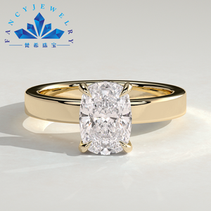 Bague <span class=keywords><strong>Solitaire</strong></span> Unique en Or Pur avec Diamant de Laboratoire Certifié IGI, Coupe <span class=keywords><strong>Coussin</strong></span> Longue et Large, Bijoux Fins - Product Image 1