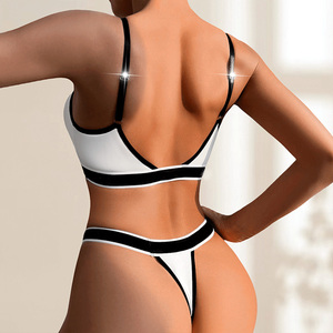 <strong>Manufacturer</strong> Custom Printing Logo Sizes Lady Sports Bra Thong Set Women Two Pieces Crisscross Bikini Bra Set - Product Image 3