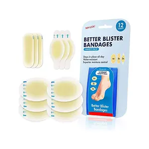 Blister Bandages - 12 ct Variety - Waterproof Hydrocolloid Bandages for Foot, Toe, & Heel Blister Prevention & Recovery - Blist