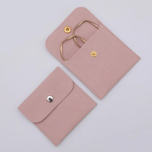 Pochette à bijoux en microfibre 8x8cm avec insert pour collier, sac en velours de haute qualité, pochette d'emballage pour bijoux avec logo (1) - Product Image 6