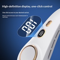 Nouveau ventilateur de cou portable avec mini-écran numérique, rechargeable 5V, 5 pales, 36 dB de bruit, idéal pour étudiants et activités sportives en extérieur