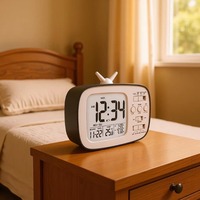 Huayang G181 Retro TV-Stil LCD-Wecker Intelligenter Lichtsensor Dreifach-Alarm Schlummerfunktion Temperaturanzeige Vintage Tischuhr