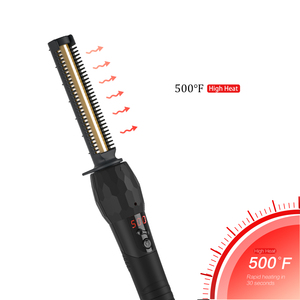 Lisseur électrique professionnel pour cheveux, <span class=keywords><strong>brosse</strong></span> <span class=keywords><strong>chauffante</strong></span> en céramique 2 en 1, 450 ° Fer à lisser et fer à boucler pour perruques et barbes - Product Image 4
