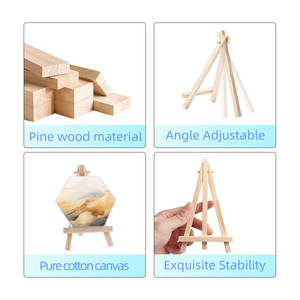 Caballetes de exhibición de lienzo de <span class=keywords><strong>pintura</strong></span> Xin Bowen <span class=keywords><strong>con</strong></span> juego de lienzo de madera de pino y <span class=keywords><strong>tela</strong></span> de algodón para <span class=keywords><strong>pintura</strong></span> de niños o Mini exhibición de estudio de arte - Product Image 4