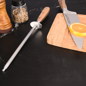 Juego de cuchillos de Chef con afilador 2021 Artículo de regalo Nueva llegada Knight Series 8 pulgadas Juego de dos piezas Cocina Corte Alimentos Cebra Madera - Product Image 2