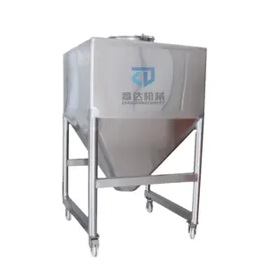 Square storage tank 200L-3000L wheeled mobile vessel top-openned stainless steel container for particles milk wine water