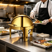 Ensemble de chauffe-plats de luxe de style arabe en acier inoxydable 6L, alimenté au combustible, pour buffet, mariage, banquet et hôtel
