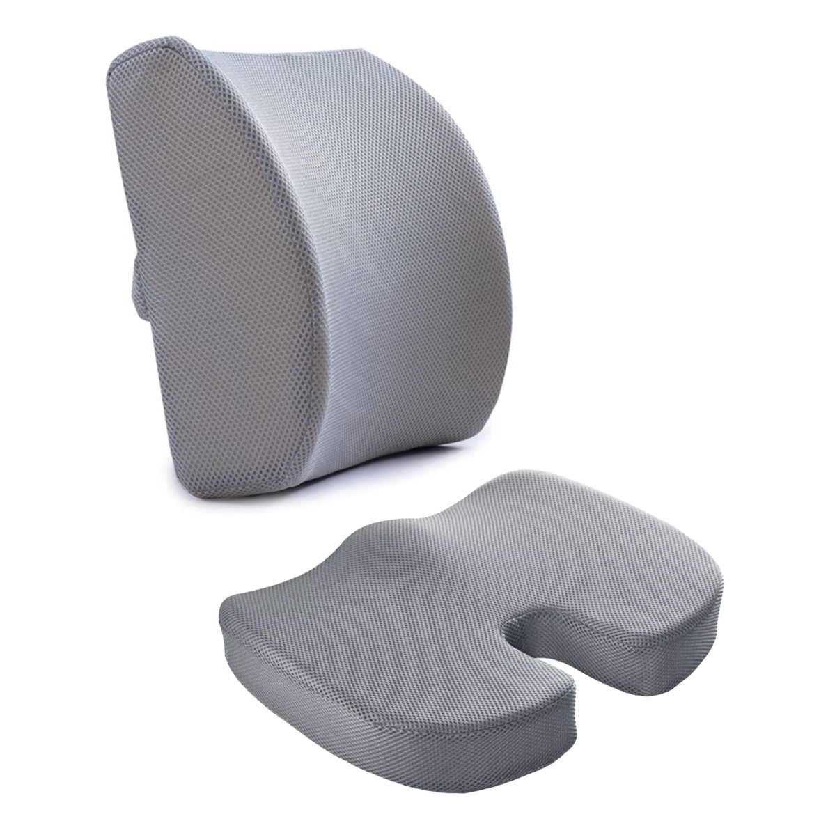 Breathable mesh gray-lumbar cushion combination