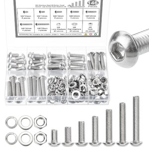 Baiguluo M6 Stainless Steel Screw Nut Washer Kit 146pcs Metric Round Head Socket Cap Screws DIN GB Standard - Product Image 1