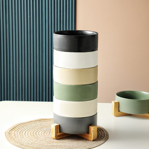 Tigelas de Cerâmica para Cães e Gatos no Atacado com Grão Diagonal - Product Image 6