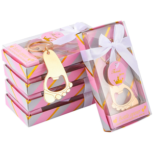 Benzersiz Bebek Ayak İzi Şişe Açacağı Anahtarlık, Bebek Vaftiz Töreni Hediyeleri, Misafirler İçin Yenidoğan Hatırası, Güzel Hediye Kutusu ile - Product Image 1