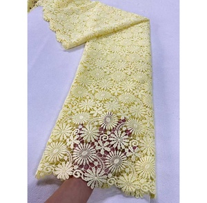 Tela de encaje de guipur de seda de leche africana de color rosa, tela de encaje de malla nigeriana de alta calidad para <span class=keywords><strong>vestido</strong></span> de fiesta de boda - Product Image 6